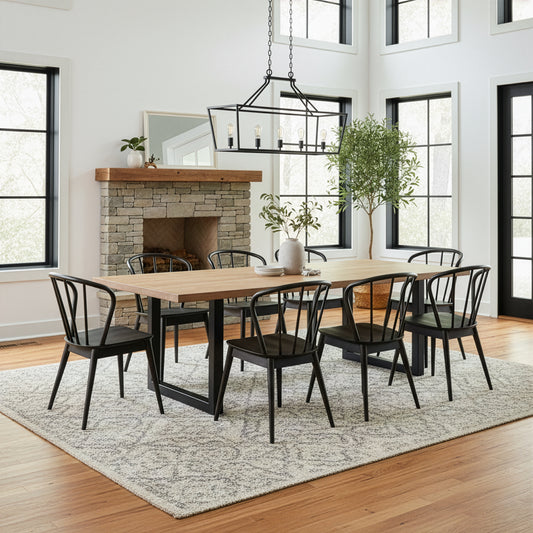 Set of 2 Azure Black Rubberwood Dining Chair with Windsor Back