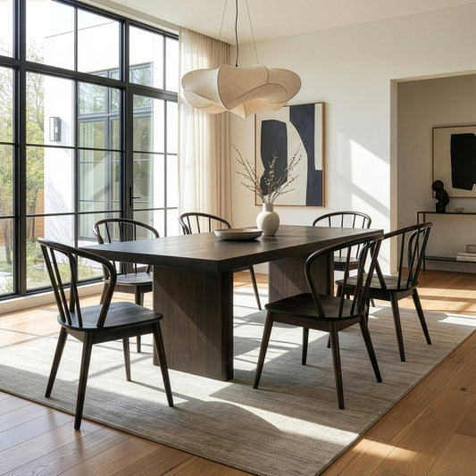 Set of 2 Azure Black Rubberwood Dining Chair with Windsor Back