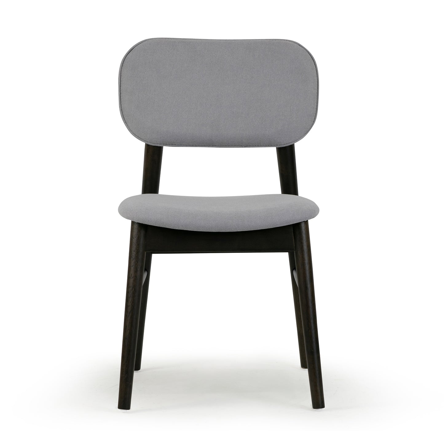 Set of 2 Babette Gray Fabric Dining Chair with Black Wood Legs