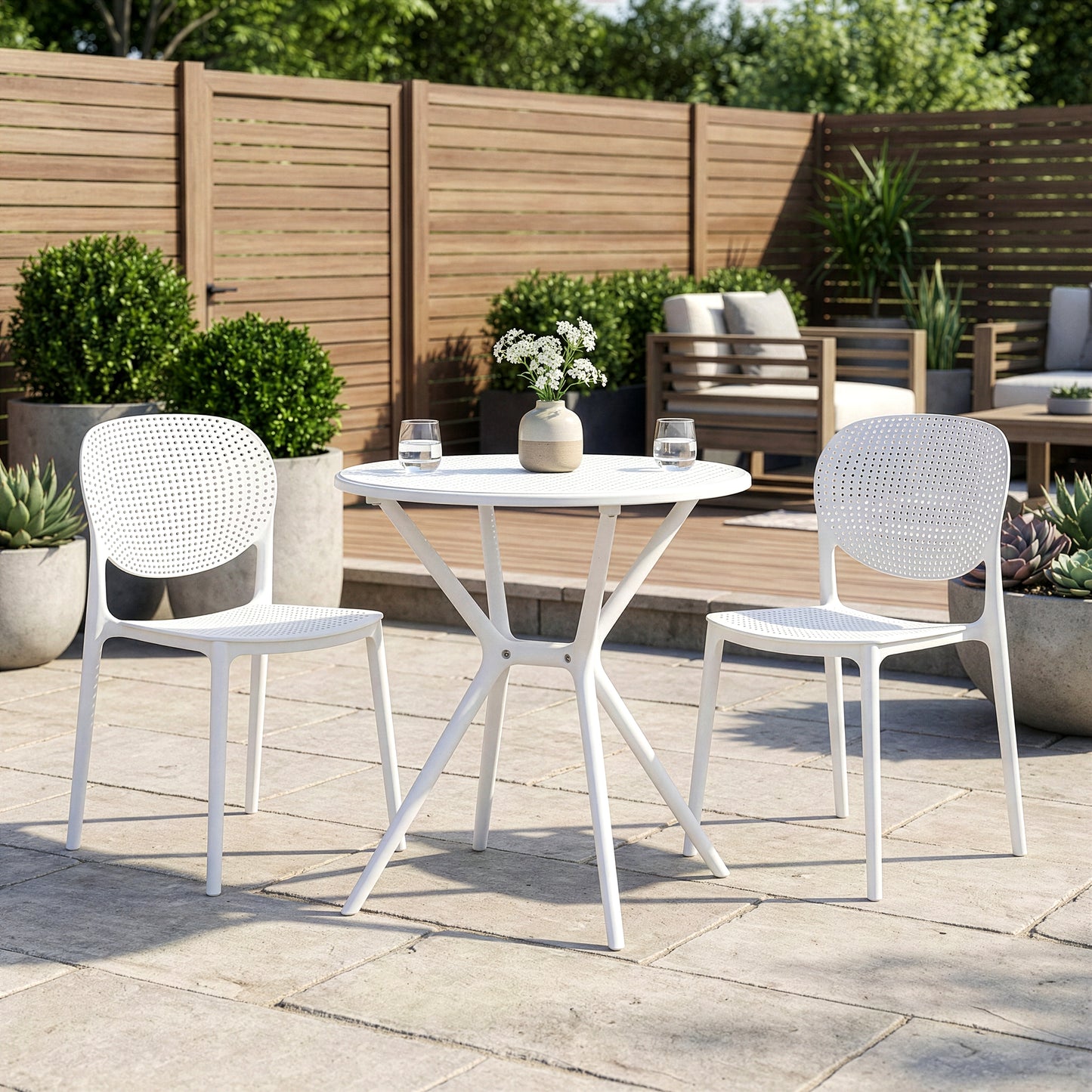 Set of 2 Balin White Plastic Dining Chairs