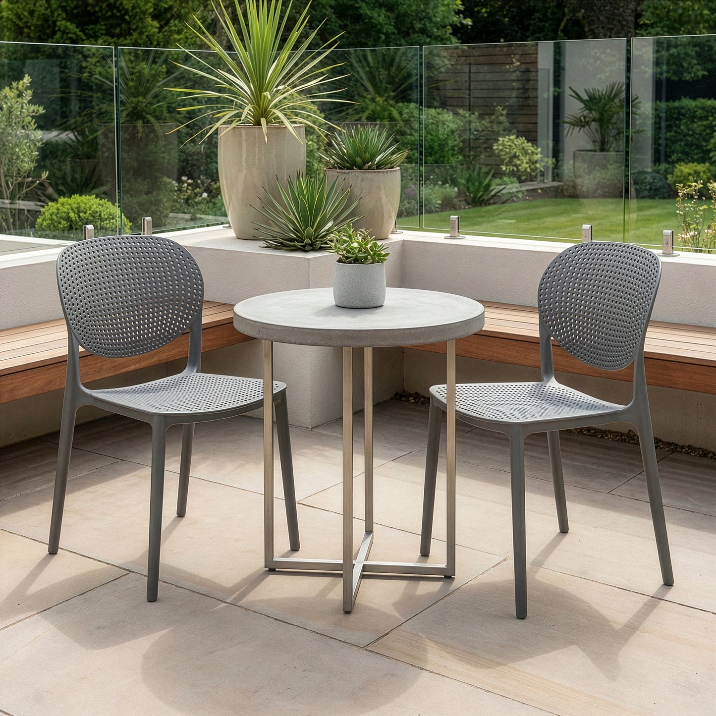 Set of 2 Balin Gray Plastic Dining Chairs