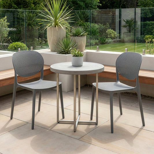 Set of 2 Balin Gray Plastic Dining Chairs