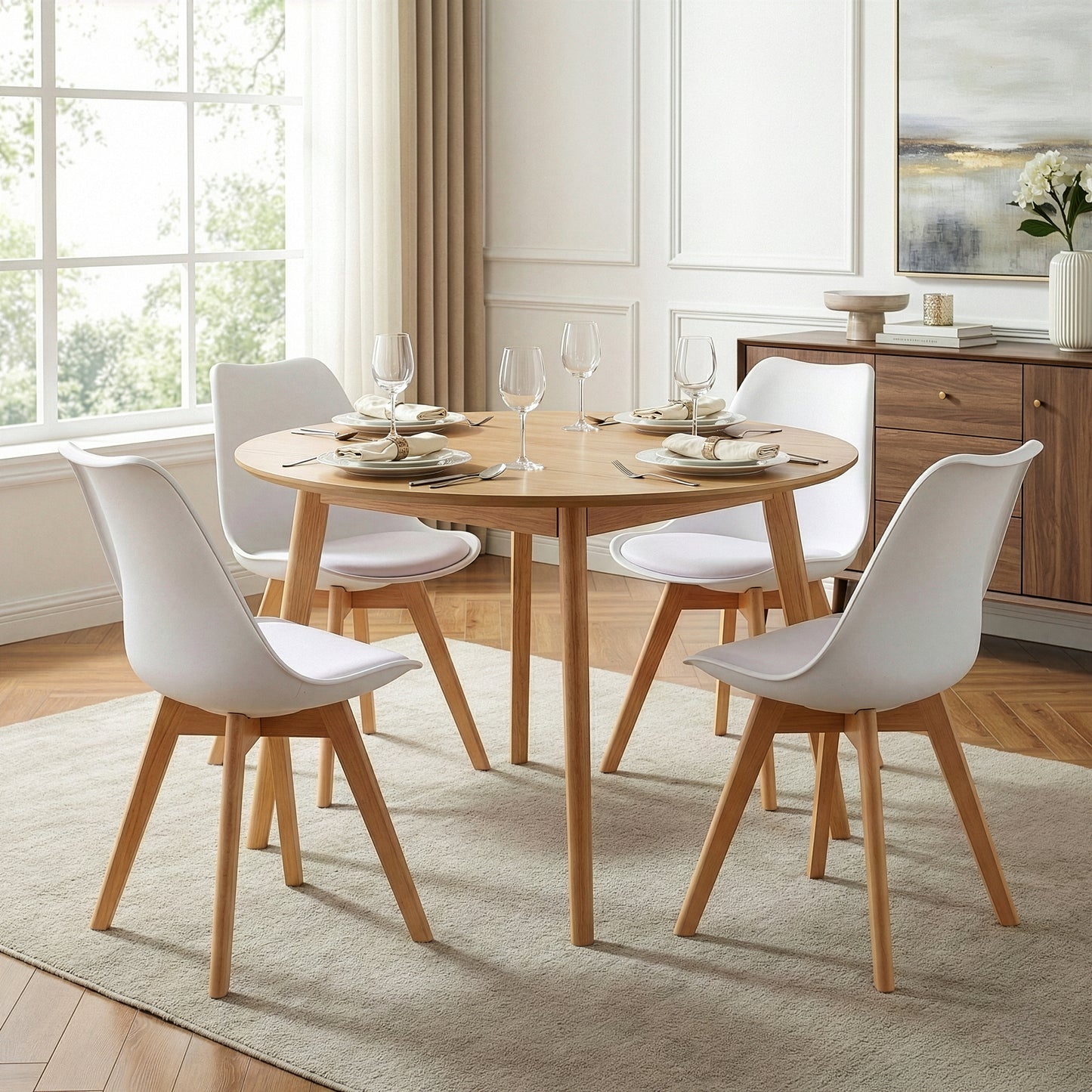 Balint White Cushioned Plastic Dining Chairs
