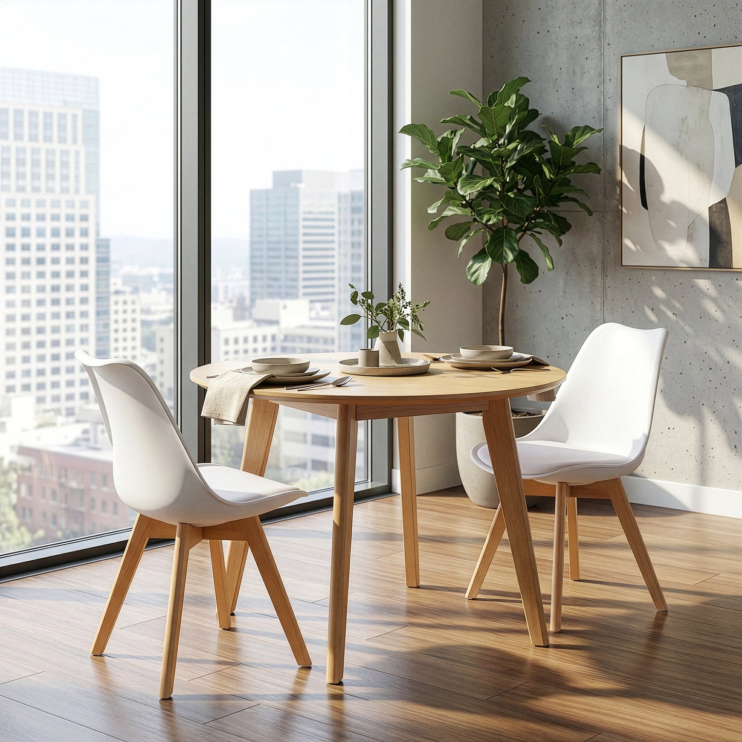 Balint White Cushioned Plastic Dining Chairs