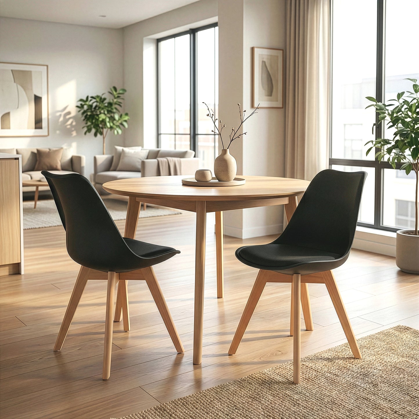 Balint Black Cushioned Plastic Dining Chairs