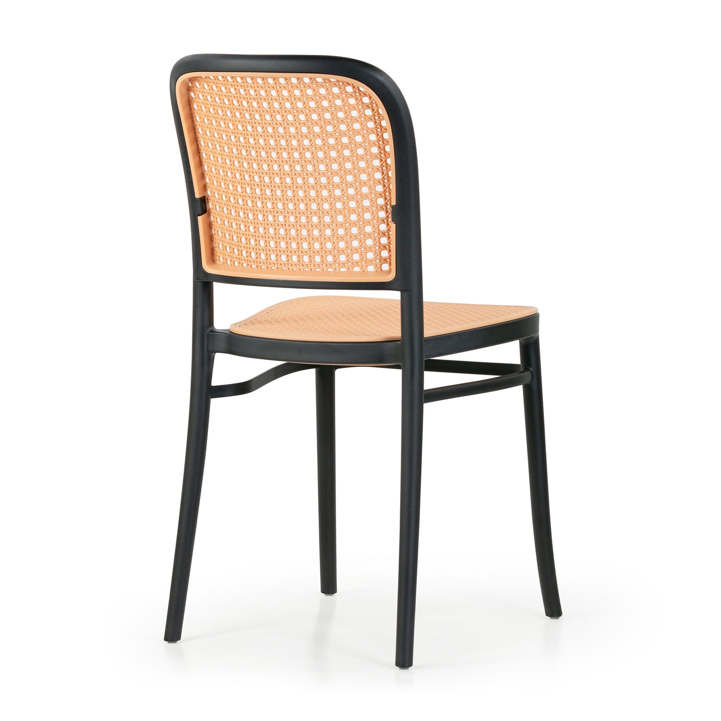 Set of 2 Balto Black Plastic Dining Chair with Rattan Detail