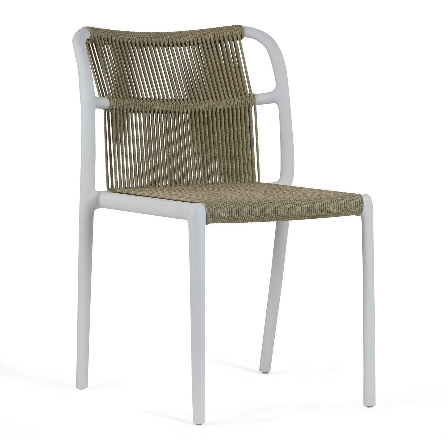 Set of 2 Belden Beige Woven Rope Fabric Dining Chair with Plastic Frame