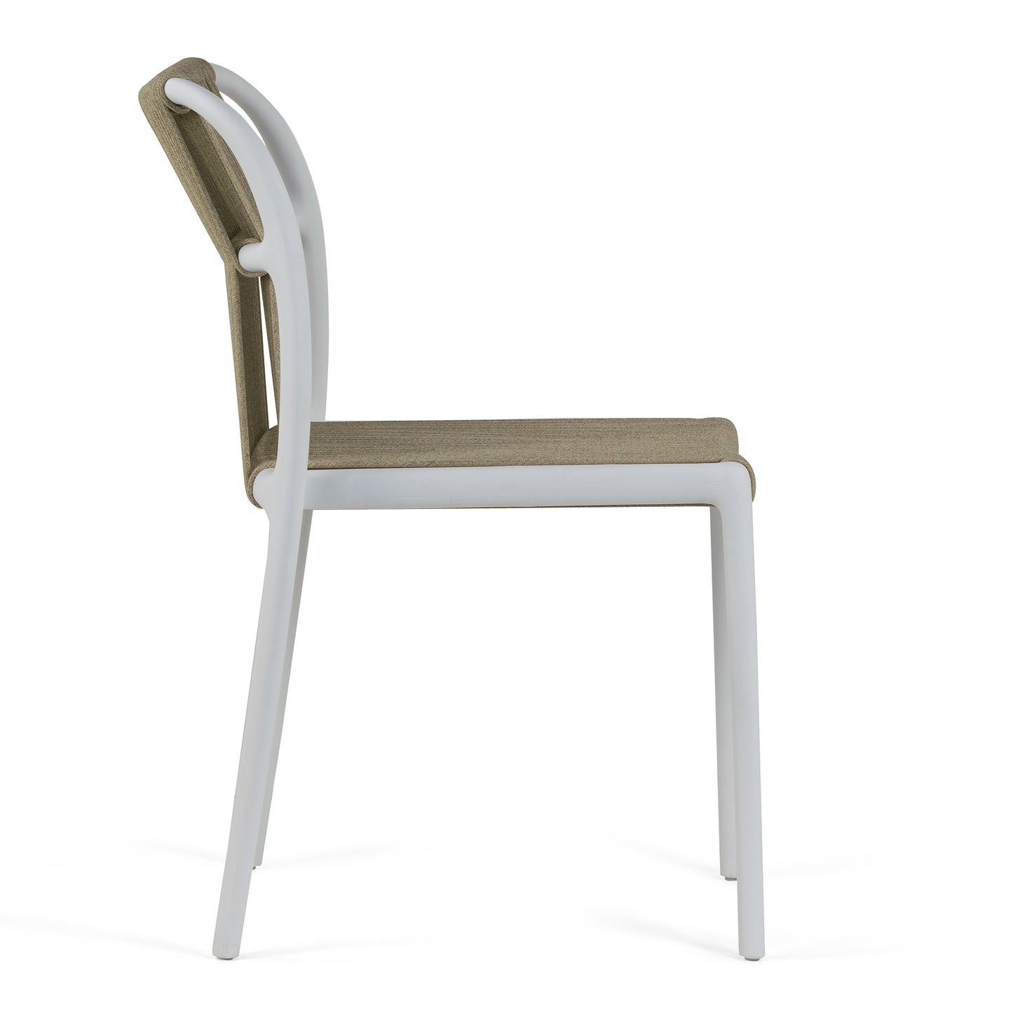 Set of 2 Belden Beige Woven Rope Fabric Dining Chair with Plastic Frame