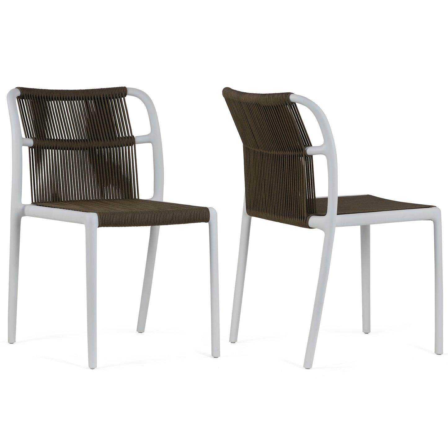 Set of 2 Belden Brown Woven Rope Fabric Dining Chair with Plastic Frame