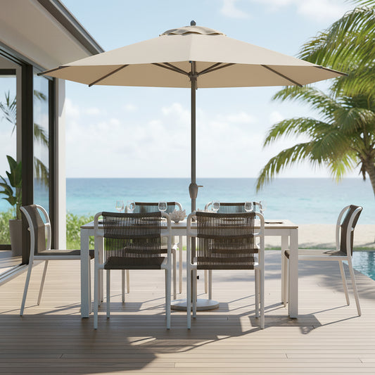 Set of 2 Belden Brown Woven Rope Fabric Dining Chair with Plastic Frame