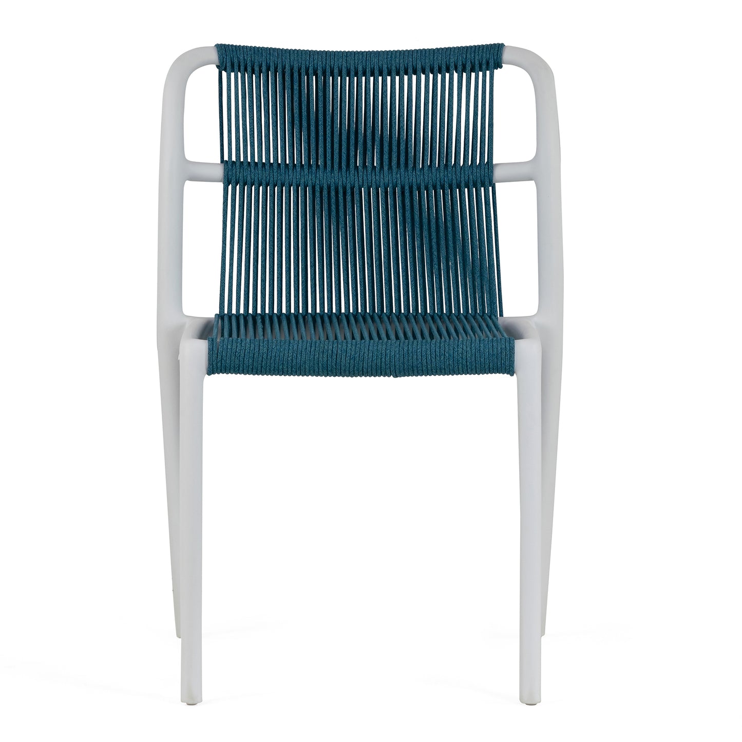 Set of 2 Belden Blue Woven Rope Fabric Dining Chair with Plastic Frame