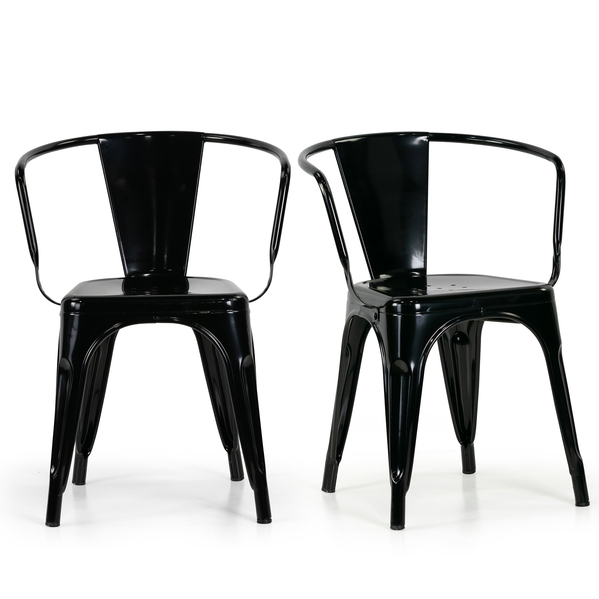 Set of 2 Baruna Black Metal Dining Chairs with Open Back – Glamour Home