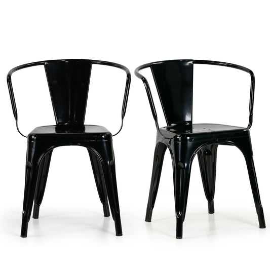 Set of 2 Baruna Black Metal Dining Chairs with Open Back
