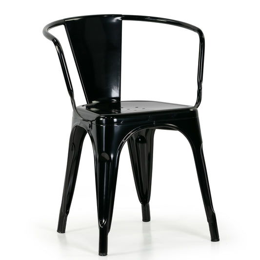 Set of 2 Baruna Black Metal Dining Chairs with Open Back