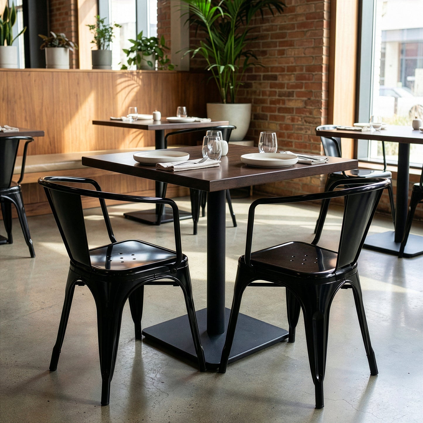 Set of 2 Baruna Black Metal Dining Chairs with Open Back