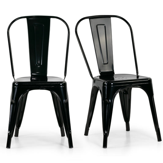 Set of 2 Bash Black Metal Dining Chairs with High Back