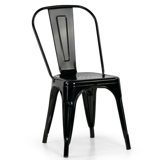 Set of 2 Bash Black Metal Dining Chairs with High Back