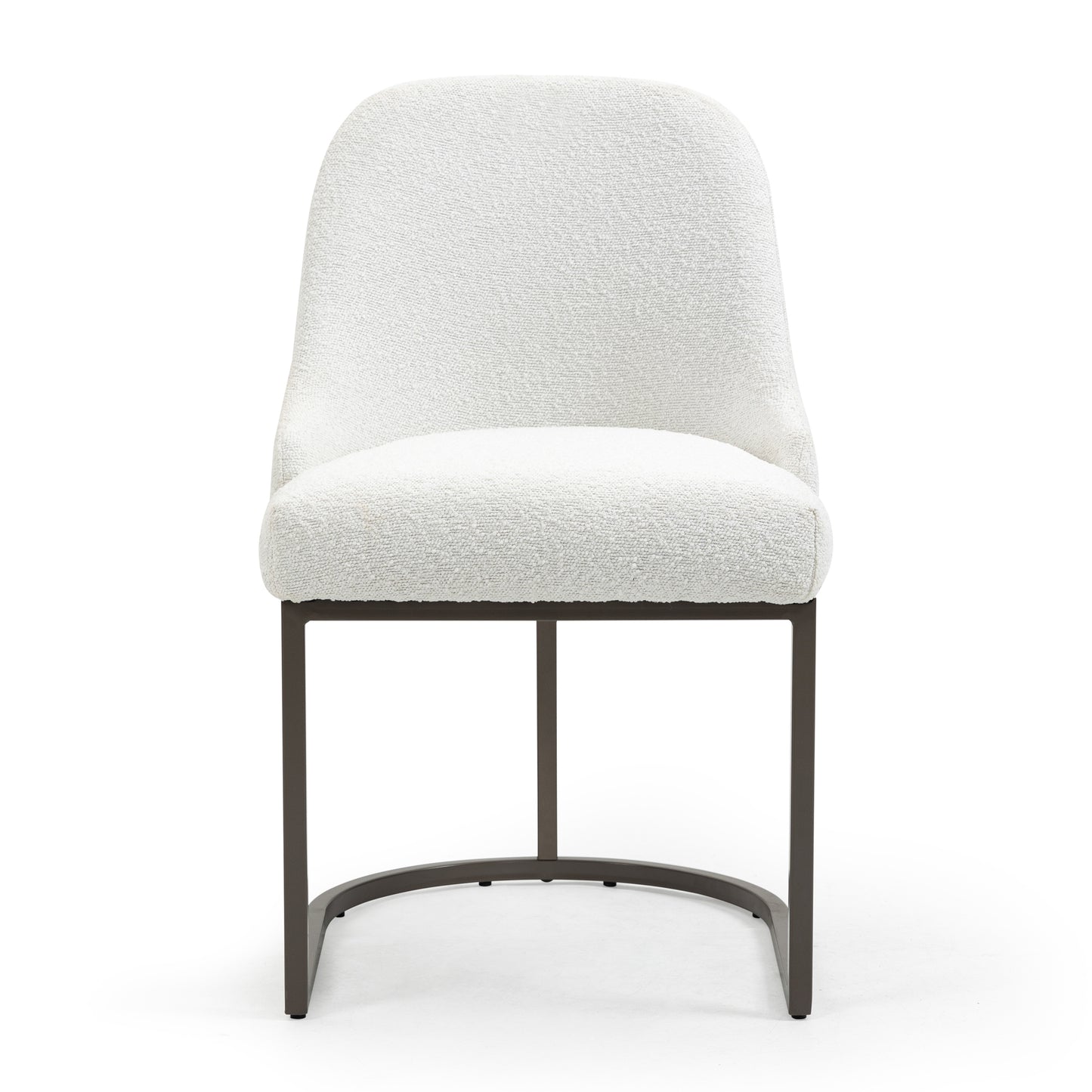 Set of 2 Ayane White Boucle Fabric Dining Chair with Iron Legs