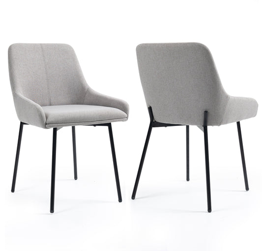 Set of 2 Banner Gray Fabric Dining Chair with Iron Legs
