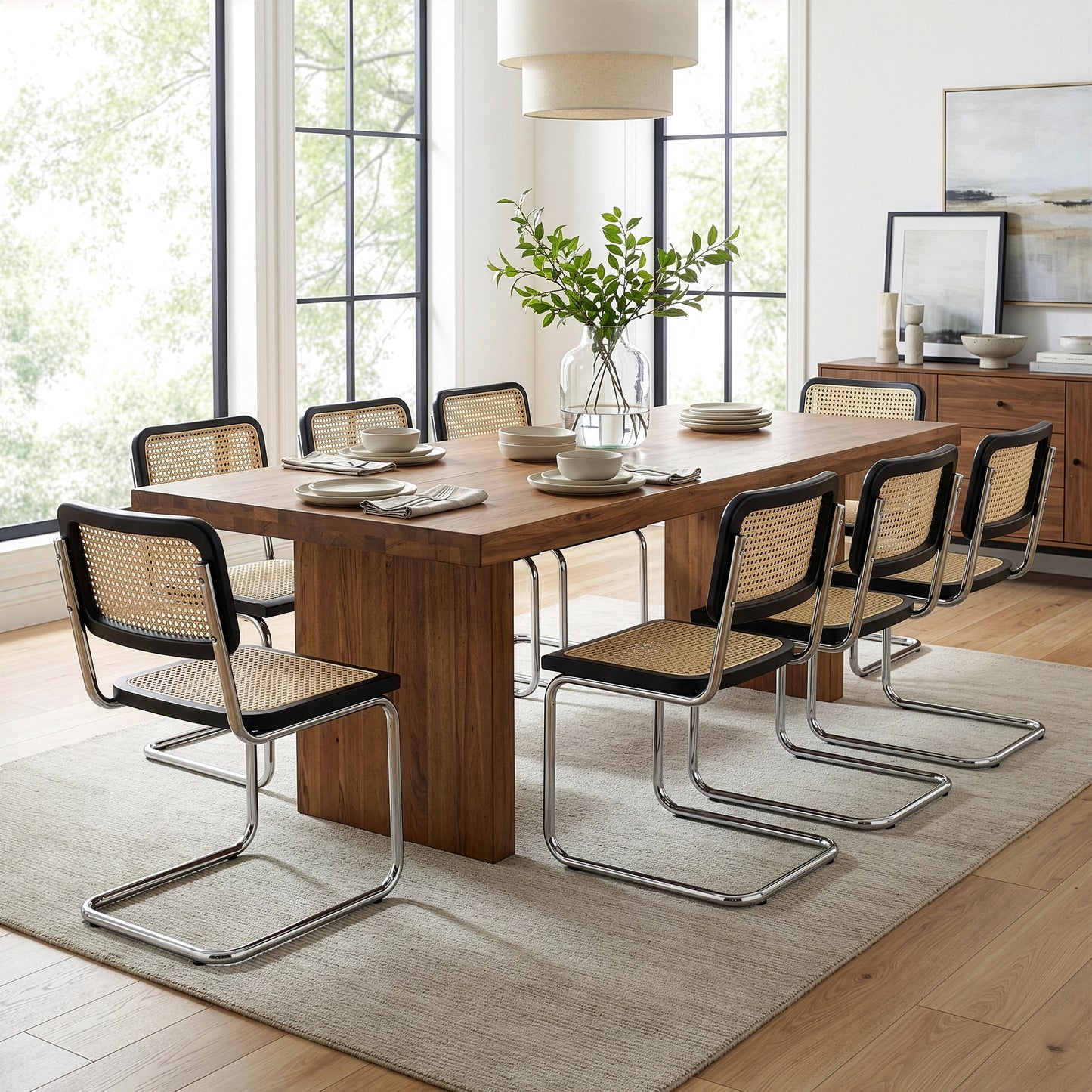 Set of 2 Barnaby Black Wooden Dining Chair with Chrome Legs