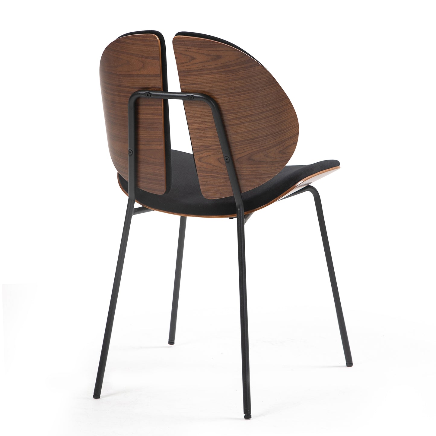 Set of 2 Beau Black Microfiber Fabric Dining Chair with Iron Legs