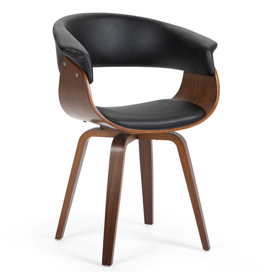 Beale Black Faux Leather Dining Chair with Walnut Wood Accent Legs