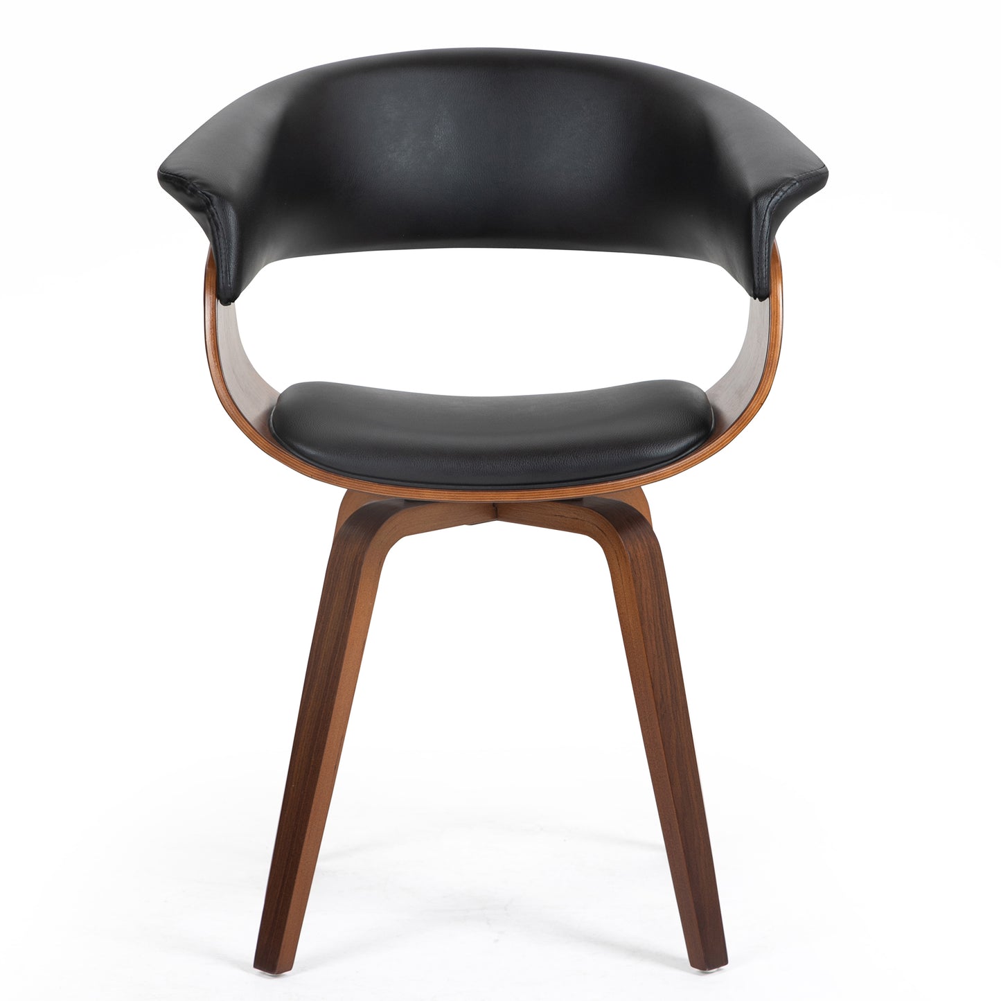 Beale Black Faux Leather Dining Chair with Walnut Wood Accent Legs