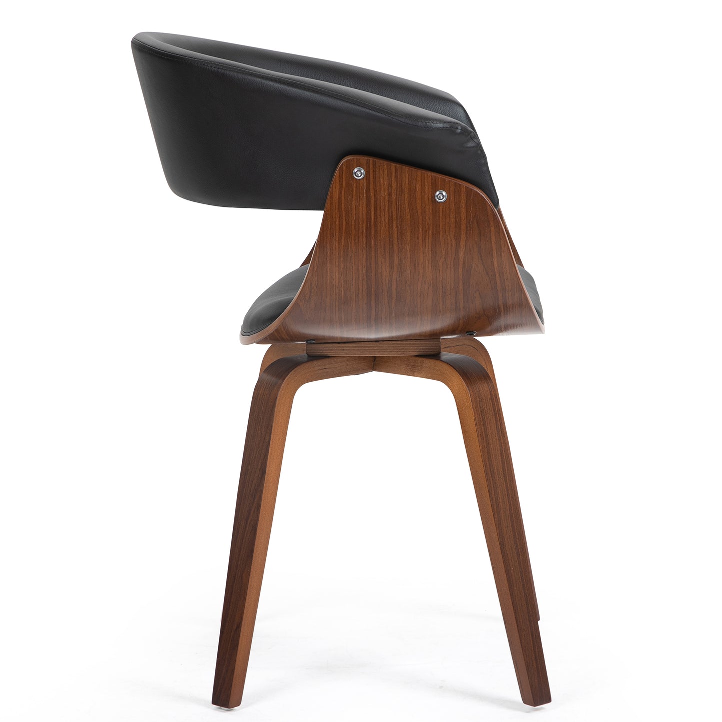 Beale Black Faux Leather Dining Chair with Walnut Wood Accent Legs