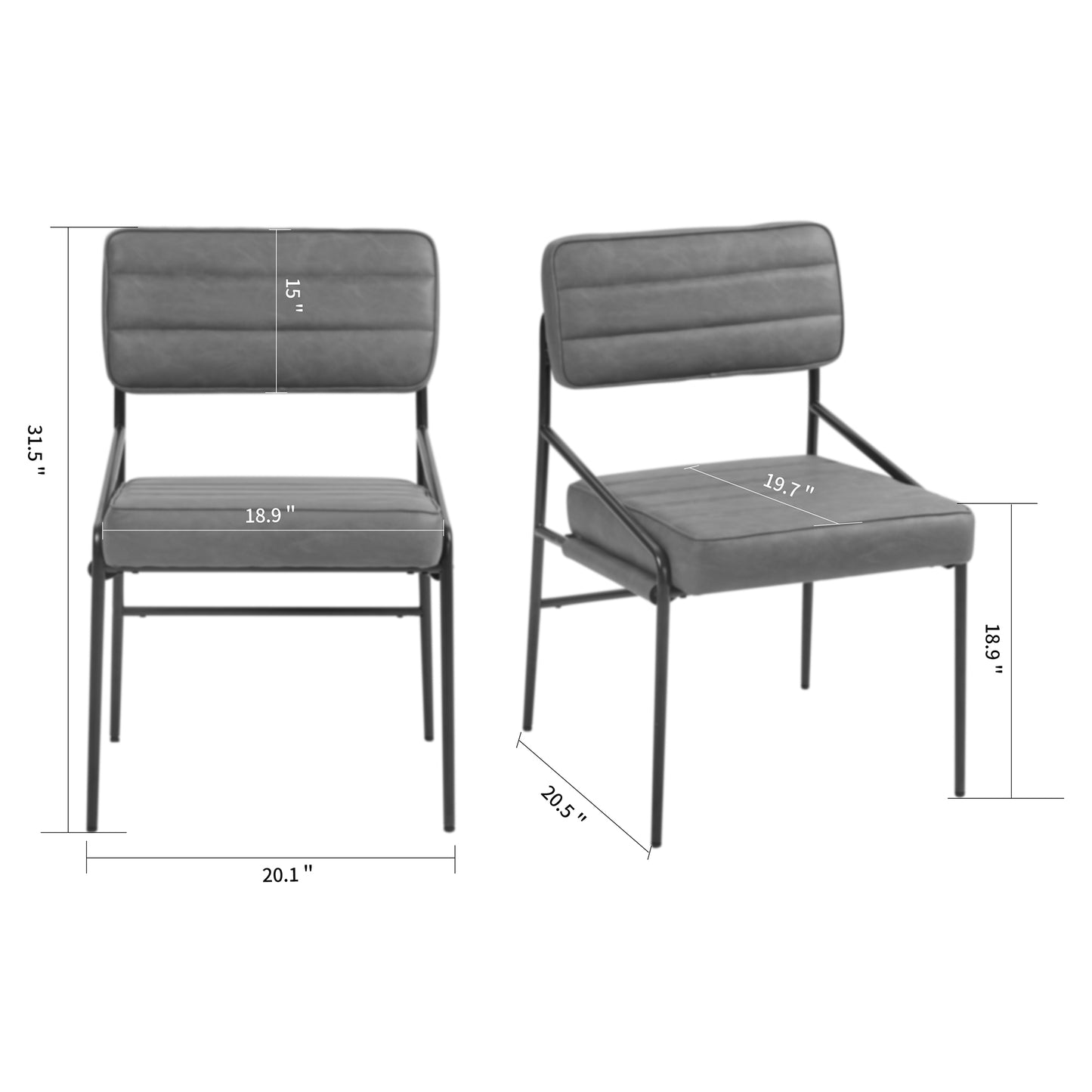 Becker Brown Faux Leather Dining Chair with Black Iron Legs