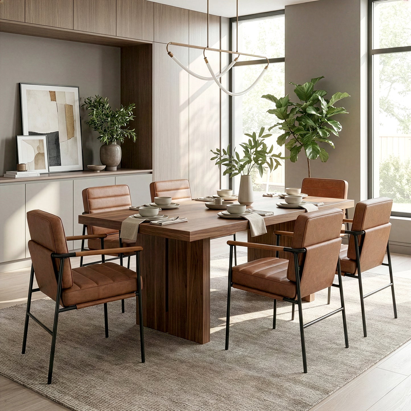Beckett Brown Faux Leather Dining Chair with Black Iron Legs