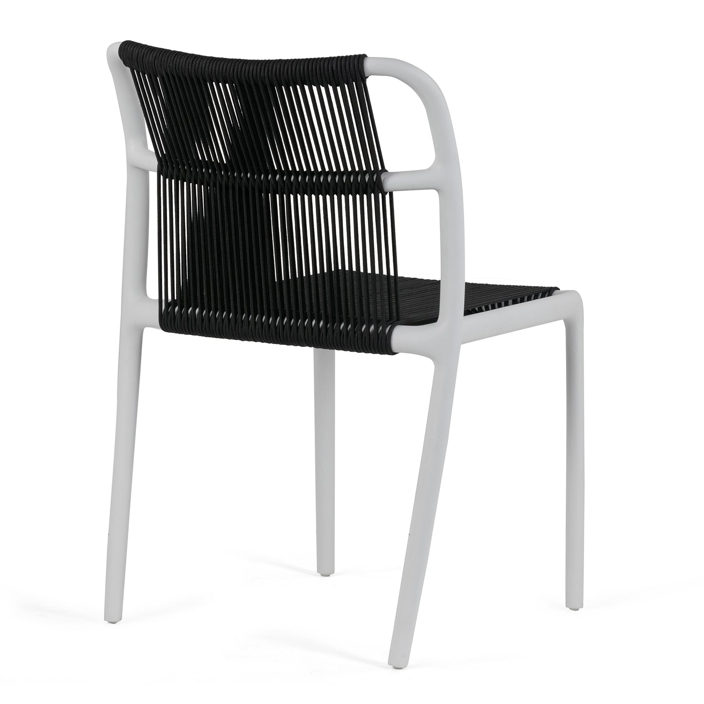 Set of 2 Belden Black Woven Rope Fabric Dining Chair with Plastic Frame