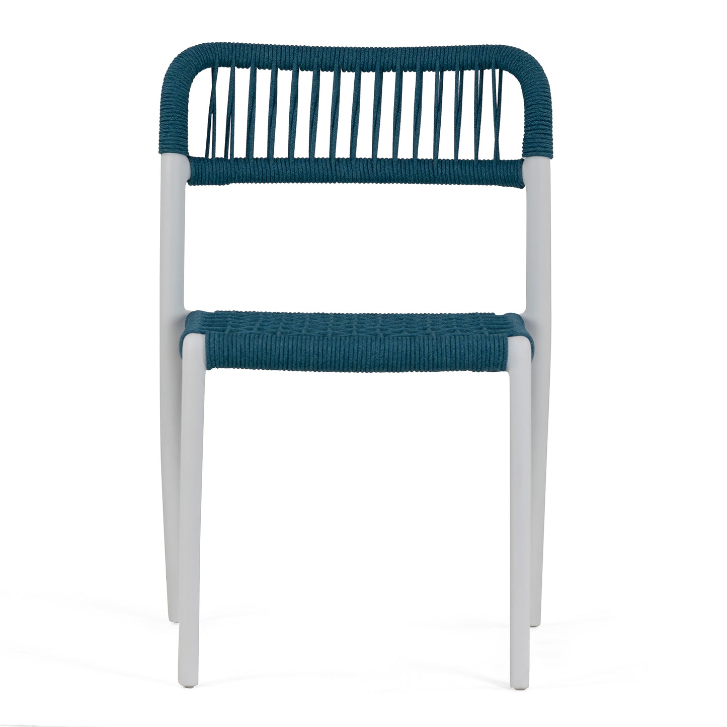 Set of 2 Belen Blue Woven Rope Fabric Dining Chair with Plastic Frame