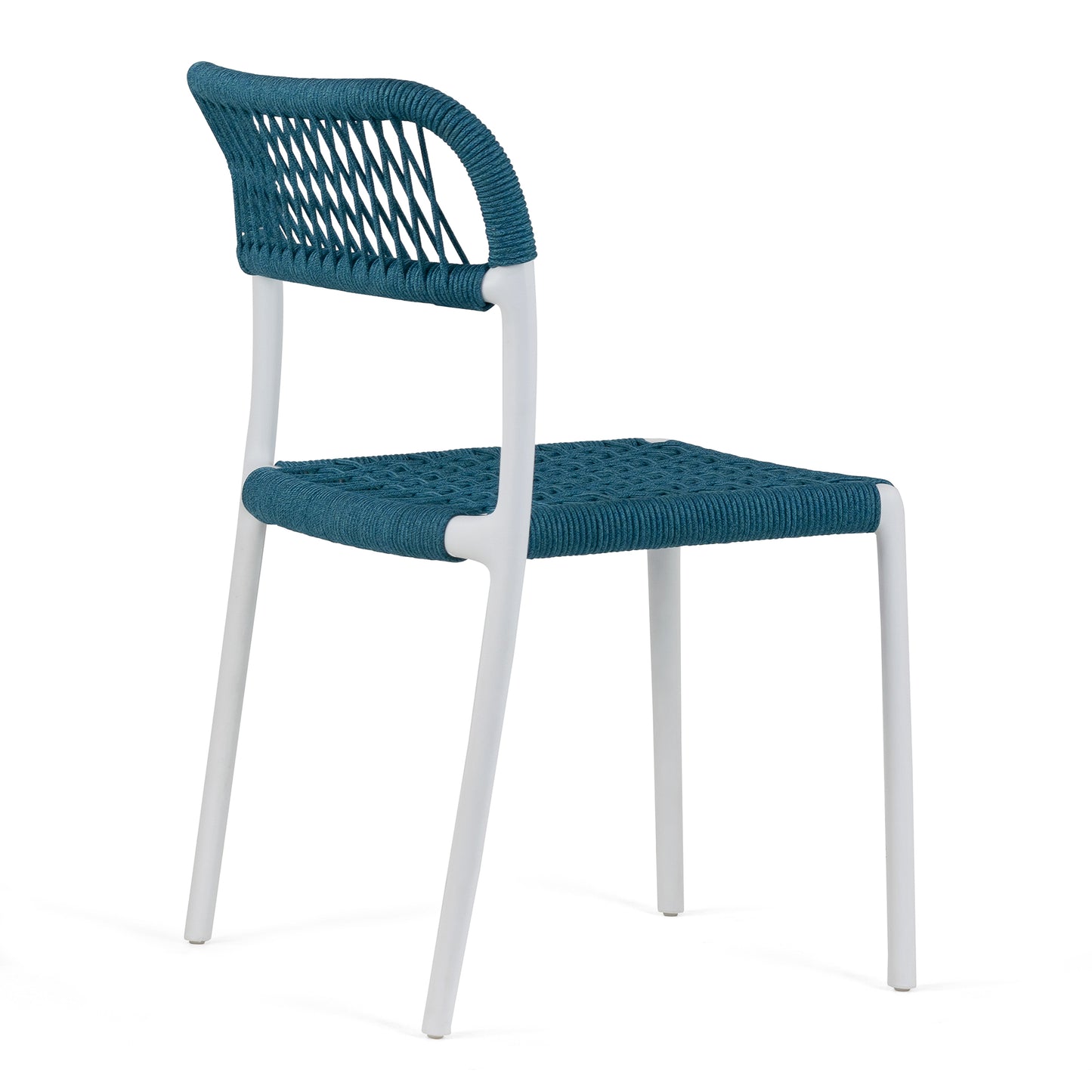 Set of 2 Belen Blue Woven Rope Fabric Dining Chair with Plastic Frame