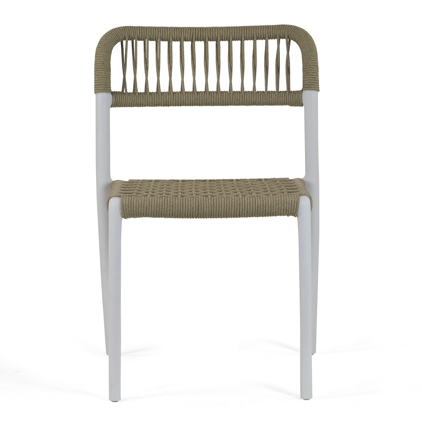 Set of 2 Belen Beige Woven Rope Fabric Dining Chair with Plastic Frame