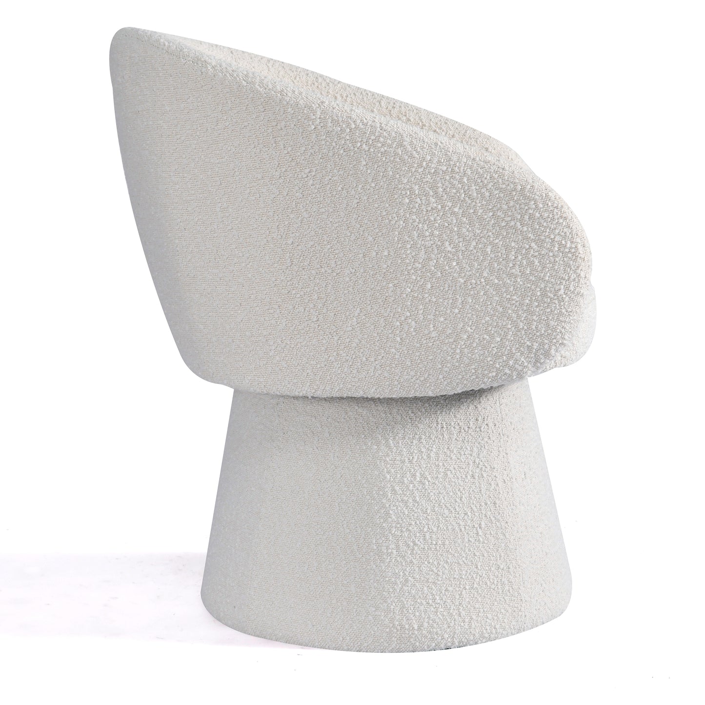 Belle White Boucle Fabric Dining Chair with Swivel Base