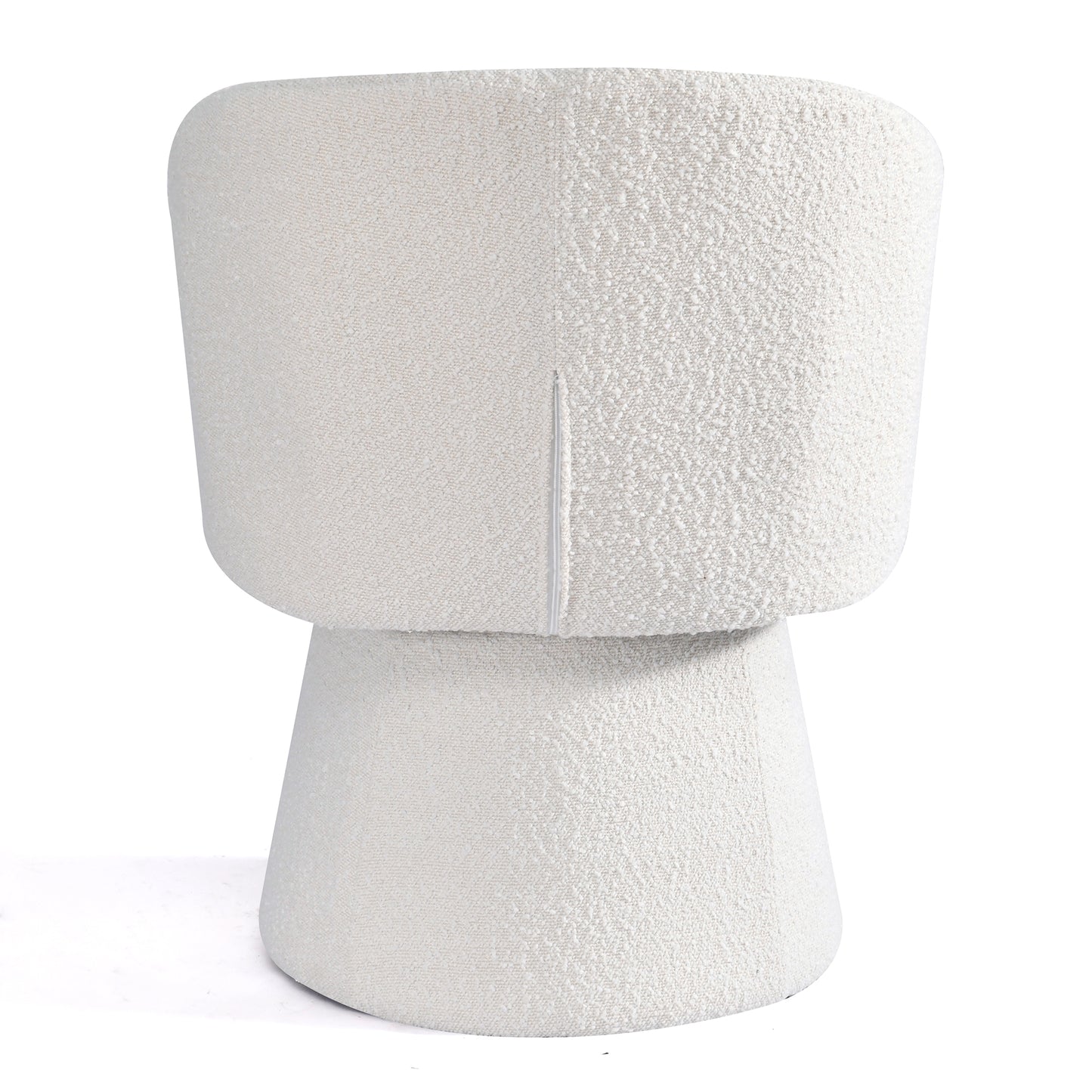 Belle White Boucle Fabric Dining Chair with Swivel Base