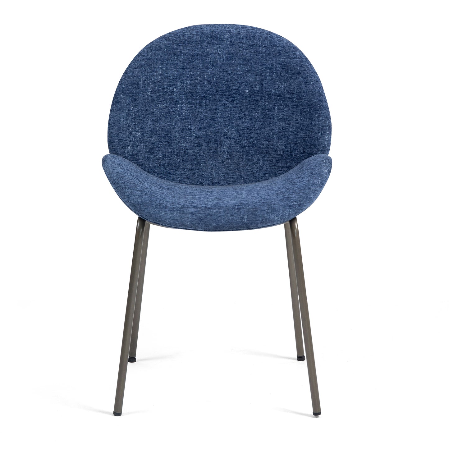 Set of 2 Benedetta Blue Linen Upholstered Dining Chair with Black Iron Legs