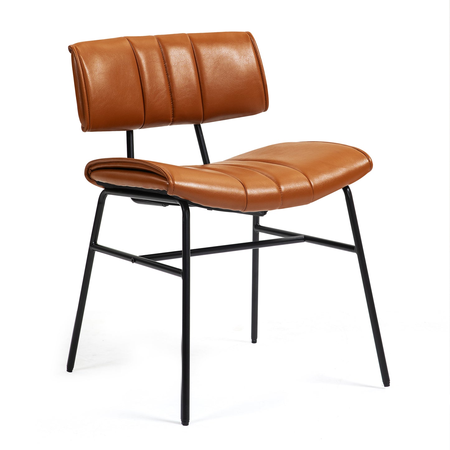 Set of 2 Belicia Brown Faux Leather Dining Chair with Black Metal Legs