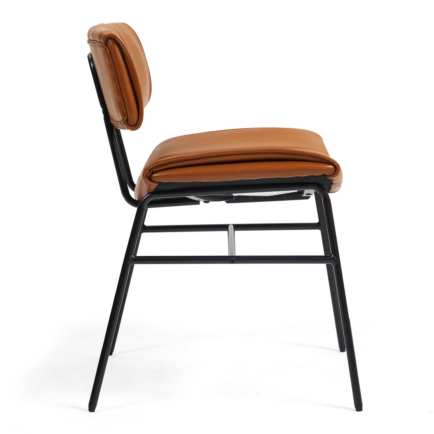 Set of 2 Belicia Brown Faux Leather Dining Chair with Black Metal Legs