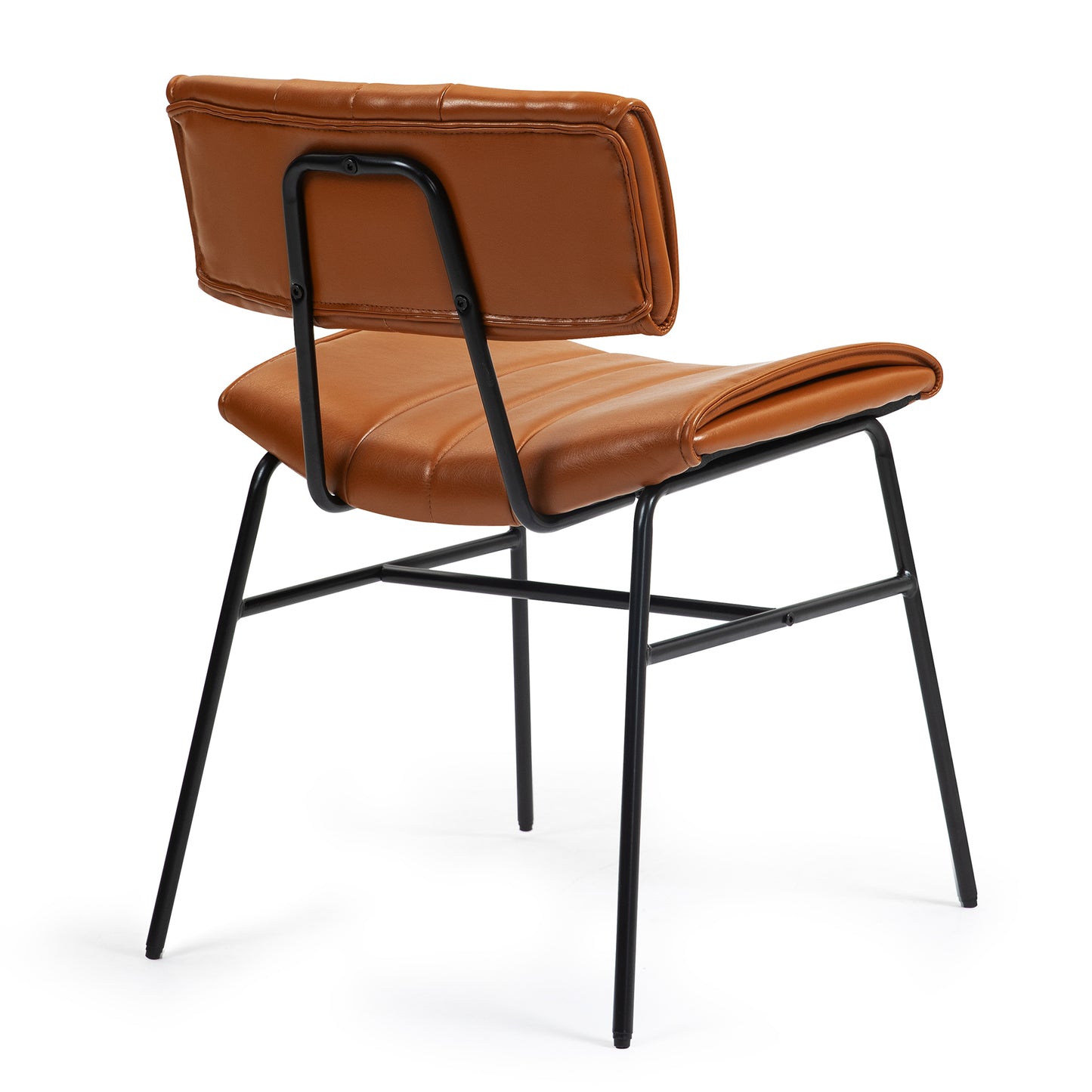 Set of 2 Belicia Brown Faux Leather Dining Chair with Black Metal Legs