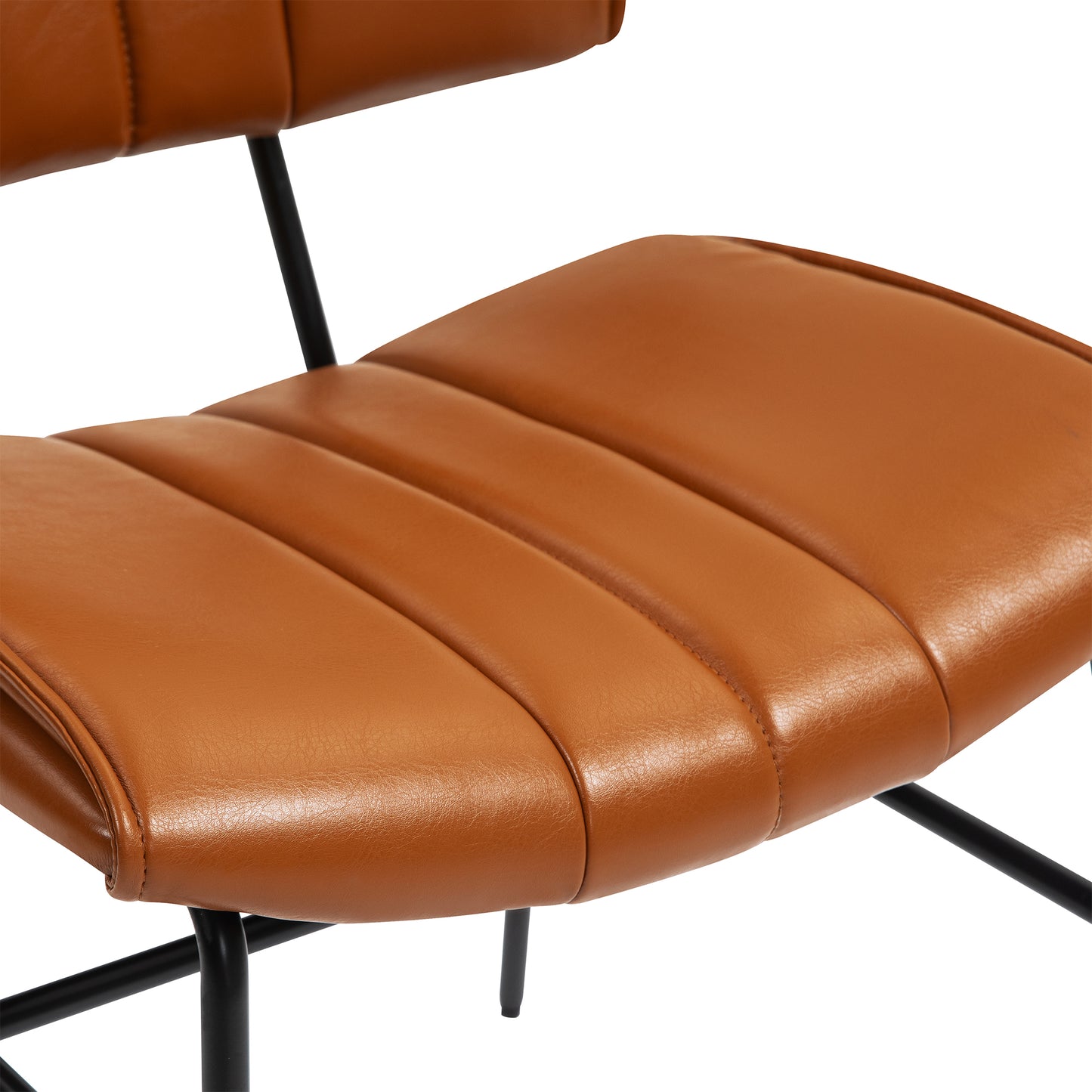 Set of 2 Belicia Brown Faux Leather Dining Chair with Black Metal Legs