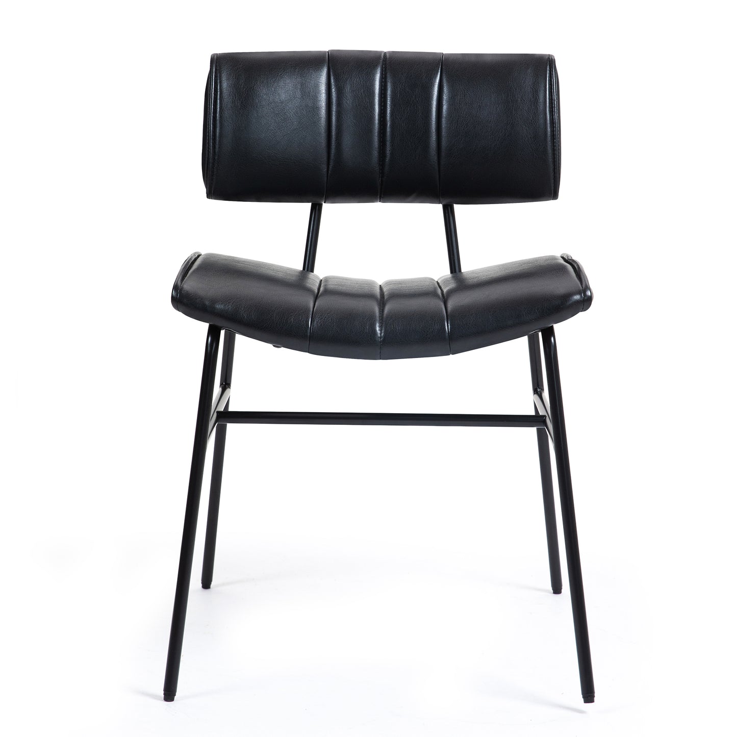 Set of 2 Belicia Black Faux Leather Dining Chair with Black Metal Legs