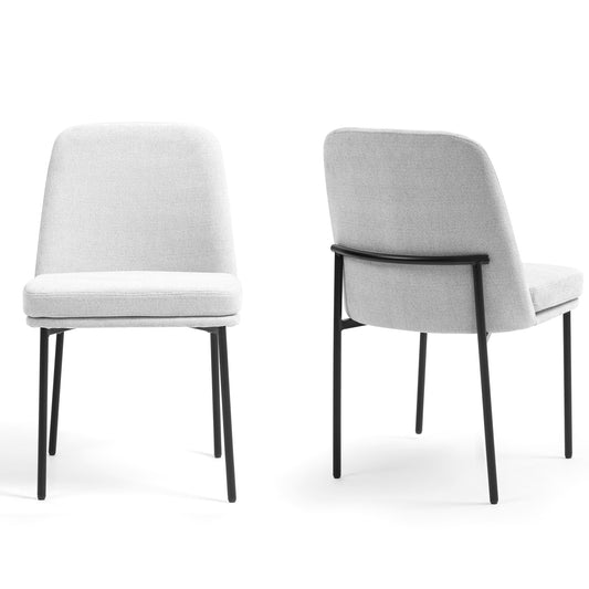 Set of 2 Belindo Gray Fabric Dining Chair with Black Metal Legs