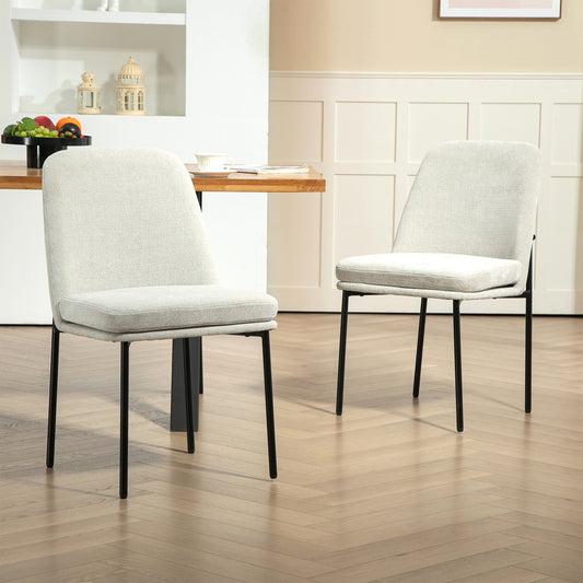 Set of 2 Belindo Gray Fabric Dining Chair with Black Metal Legs
