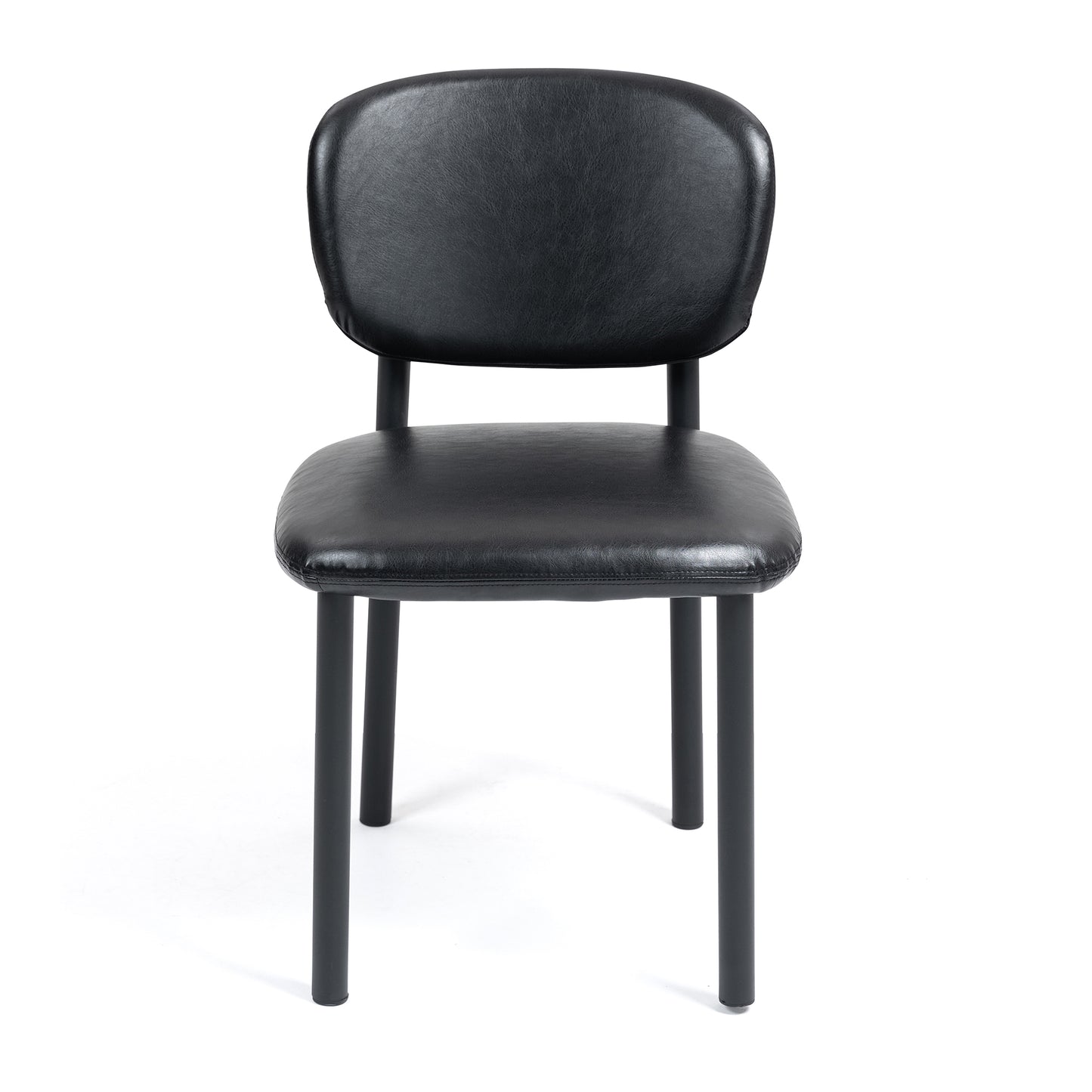 Set of 2 Berdine Black Faux Leather Upholstered Dining Chair with Black Iron Legs