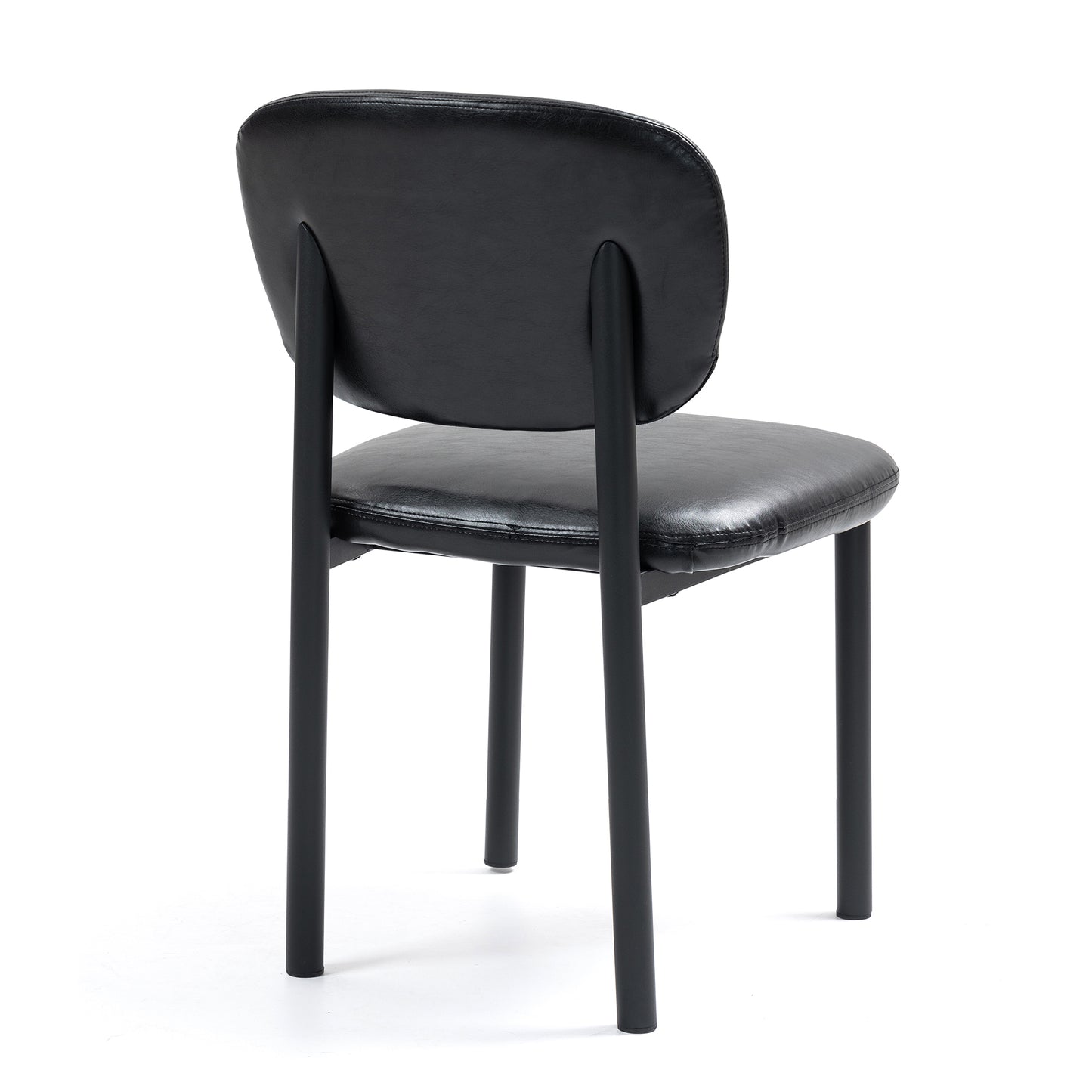 Set of 2 Berdine Black Faux Leather Upholstered Dining Chair with Black Iron Legs