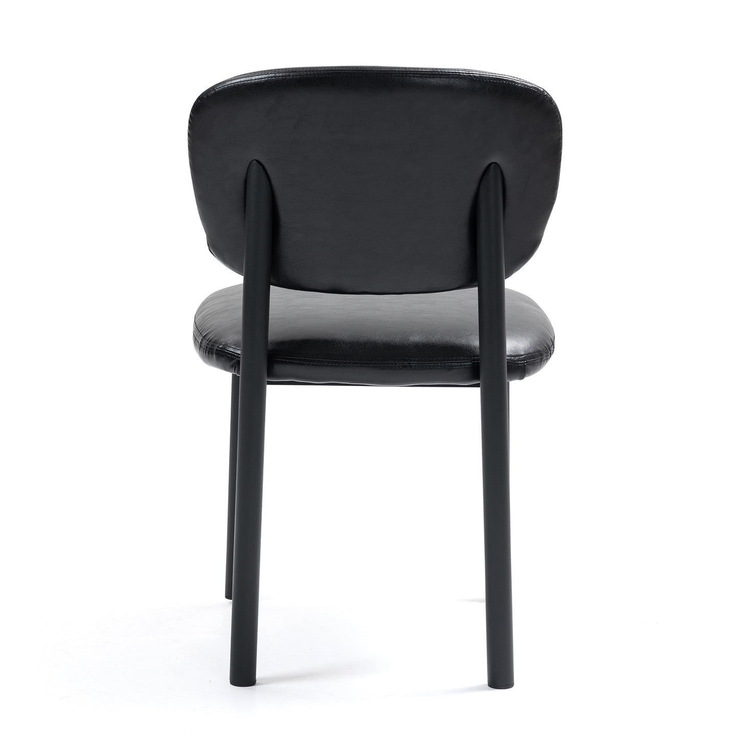 Set of 2 Berdine Black Faux Leather Upholstered Dining Chair with Black Iron Legs