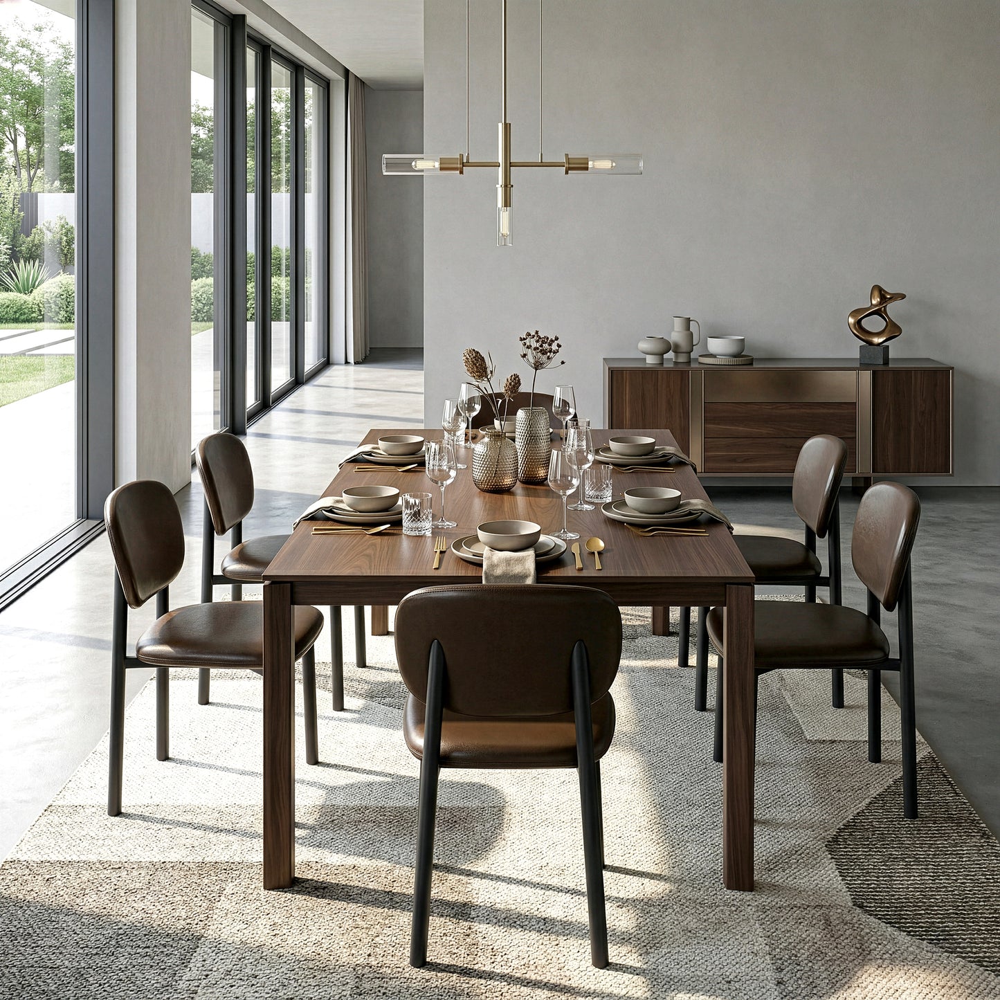 Set of 2 Berdine Dark Brown Faux Leather Upholstered Dining Chair with Black Iron Legs