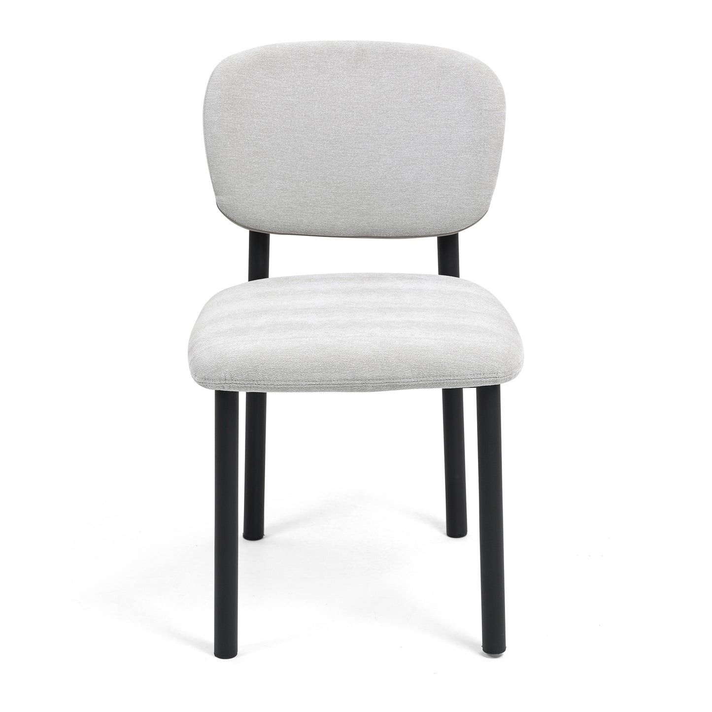 Set of 2 Beren Beige Upholsterd Fabric Dining Chair with Iron Legs