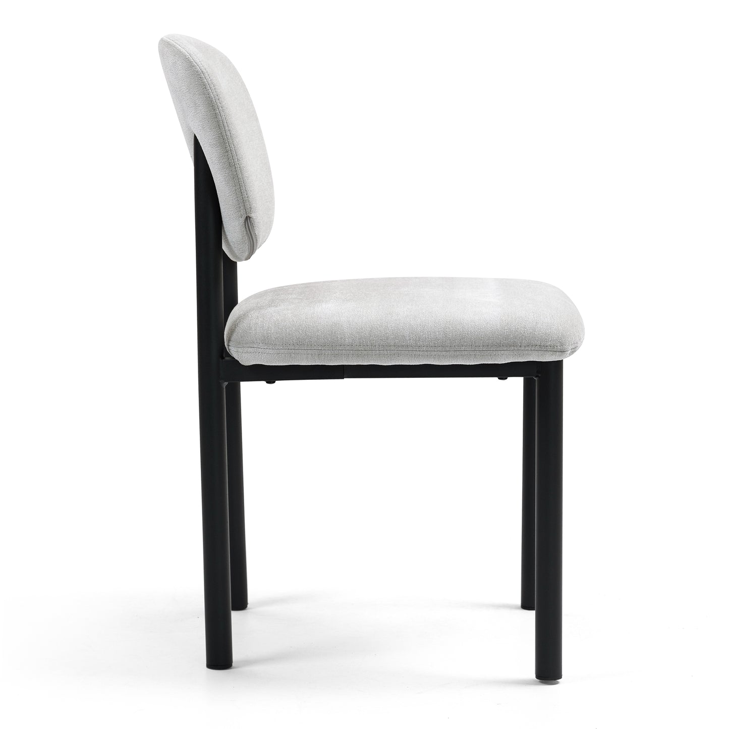 Set of 2 Beren Beige Upholsterd Fabric Dining Chair with Iron Legs